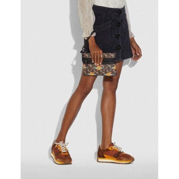 Coach Large Front Zip Wristlet With Horse And Carriage Print And Varsity… - Picture 3 of 3